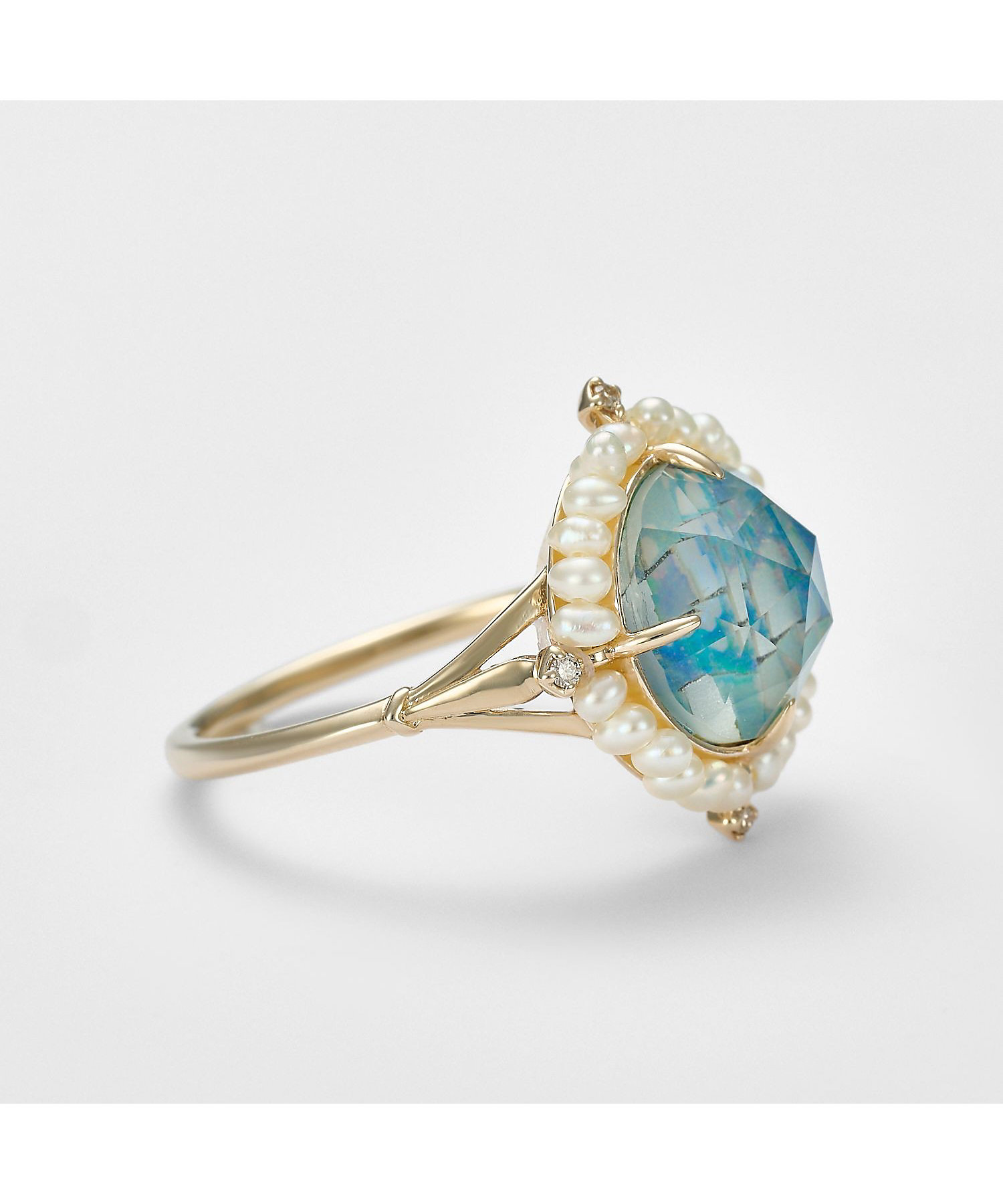 K10モザイクオパール／マルチストーン／淡水パールリング | agete