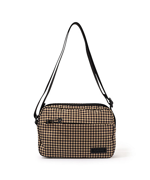 GANNI Recycled Tech チェック ショルダーバッグ