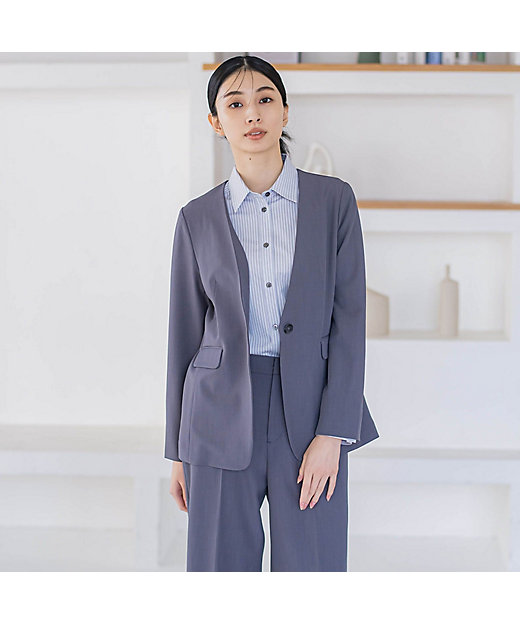 ドライギャバストレッチノーカラージャケット≪手洗い可能