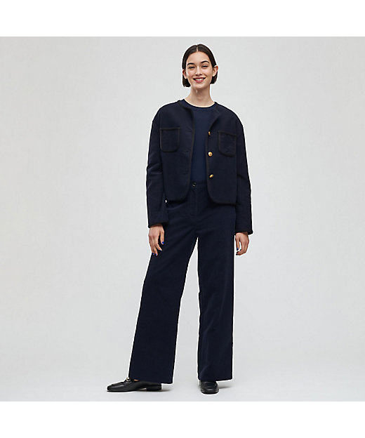 コットンモールスキン クルーネックジャケット | maison TOMORROWLAND