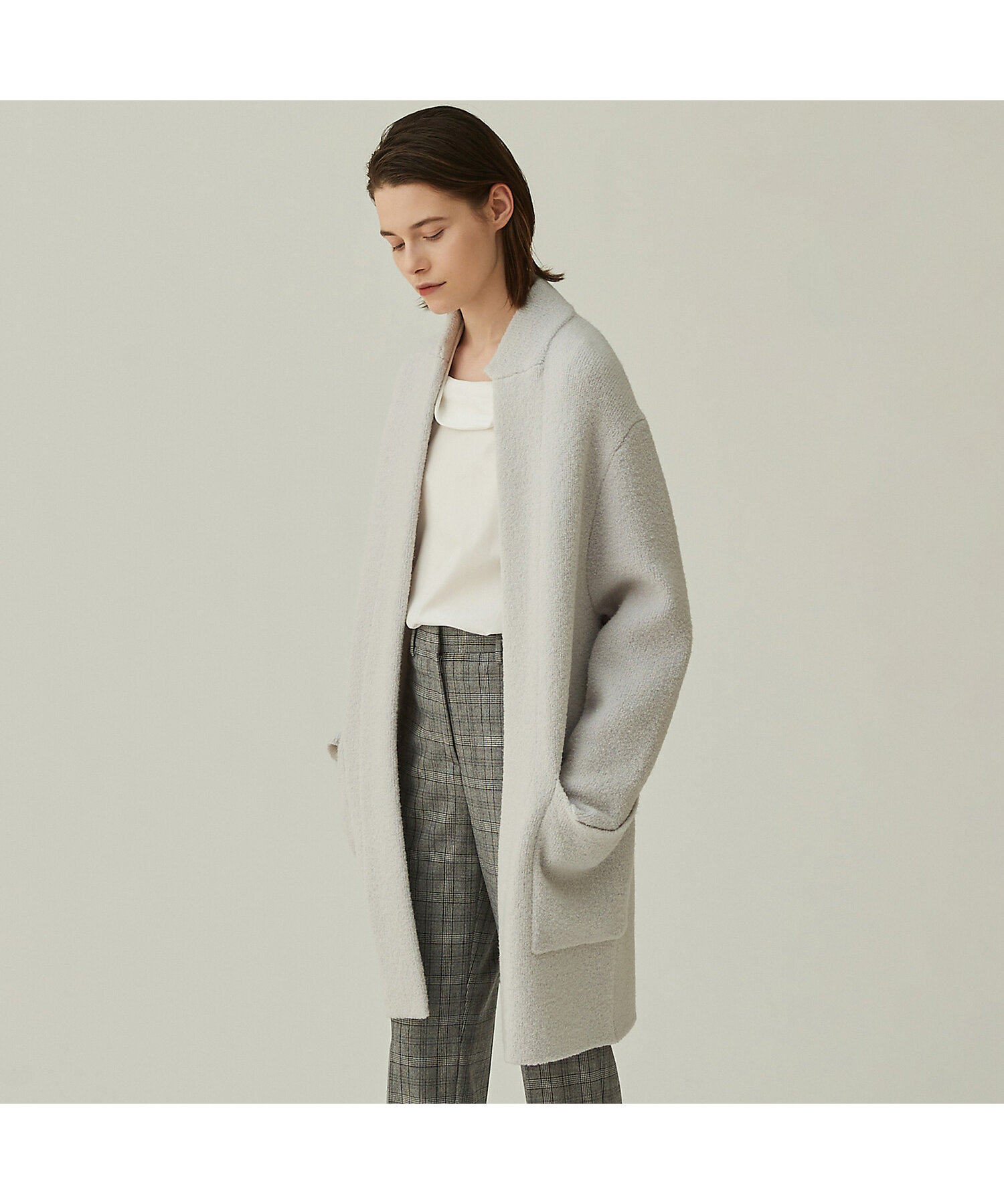 シルクミックスブークレーダブルフェイス コクーンコート | maison