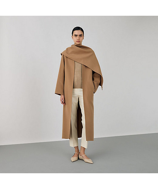 ライトダブルフェイスシャギー ストール付きコート | maison