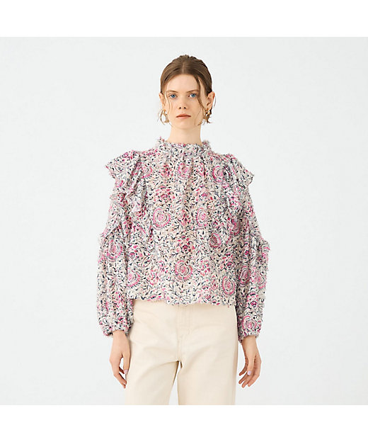 ラメカットジャカード フリルブラウス | maison TOMORROWLAND/メゾン