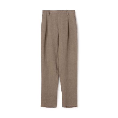 リネン ヘリンボーン 1プリーツテーパードスラックス | TOMORROWLAND