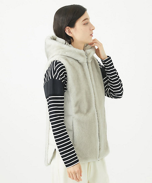 ミンクフェイクファータフタフードベスト | GEORGES RECH (Women