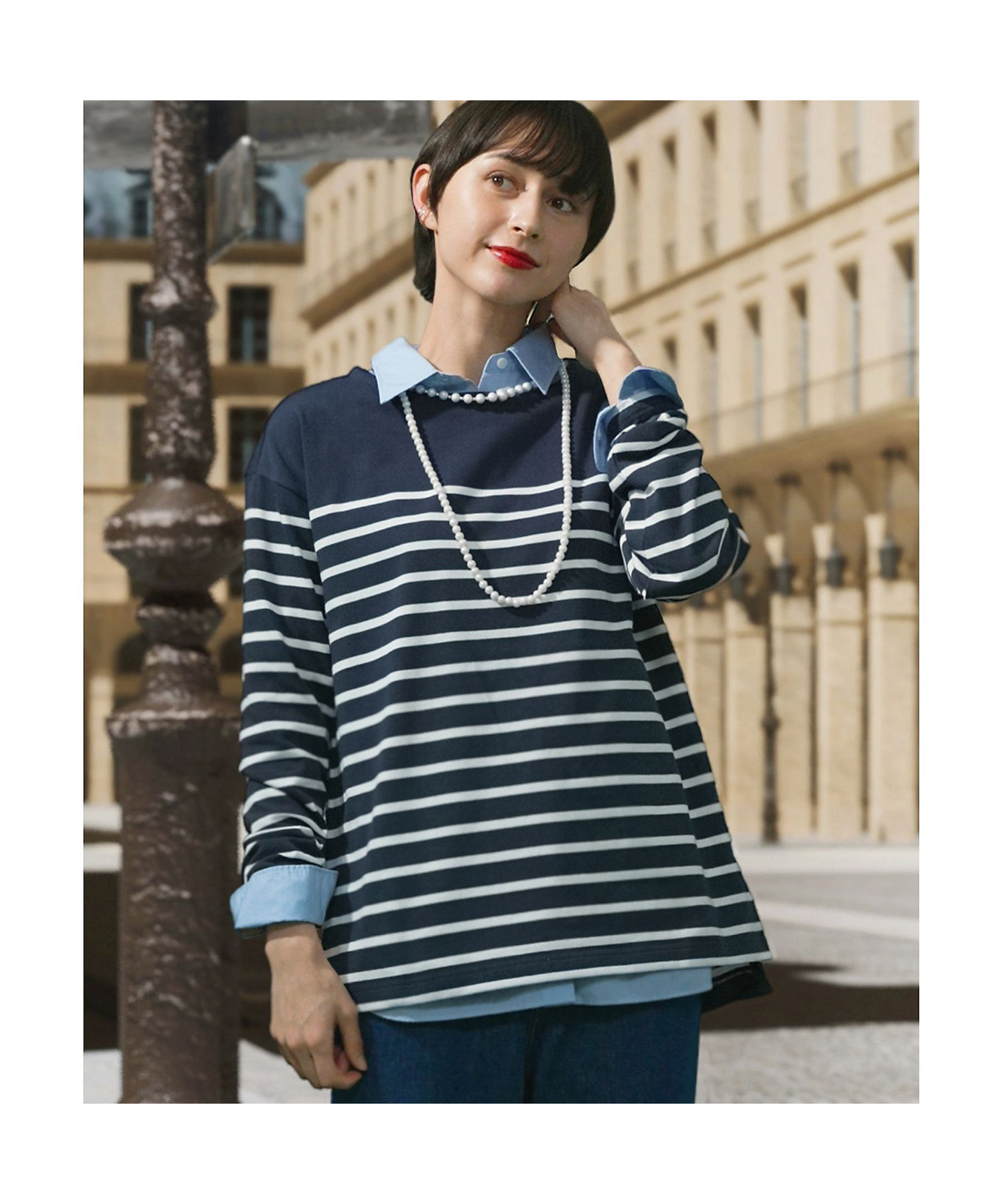 マリンストライプ ロングスリーブボーダーTシャツ RP 長袖Tシャツ