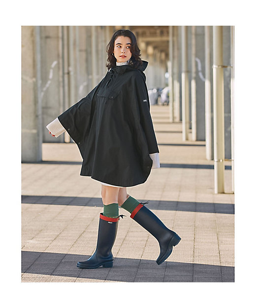 透湿防水 撥水 防風 2トーンデザイン パッカブルポンチョ ／ 収納袋