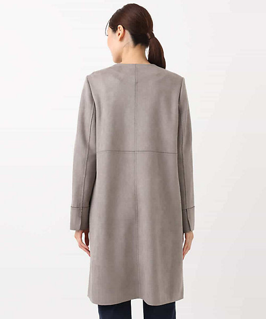 フェイクスウェードノーカラーコート／洗える | MK MICHEL KLEIN