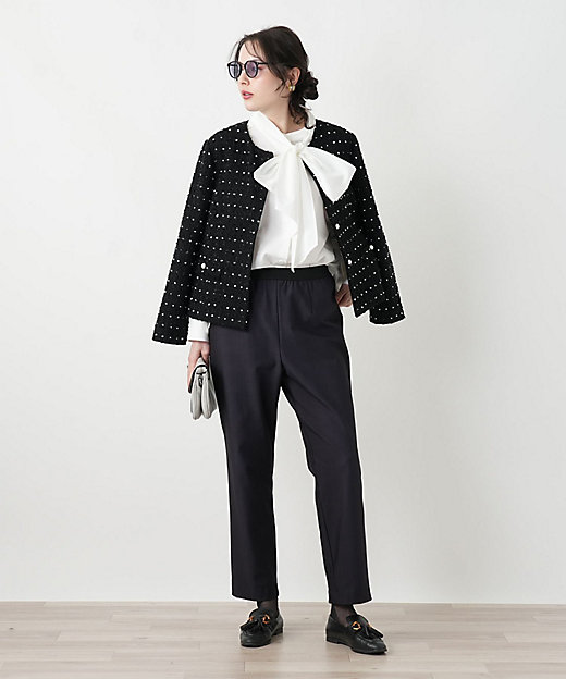 ドットツイードジャケット【セレモニー】【Leilian WHITE