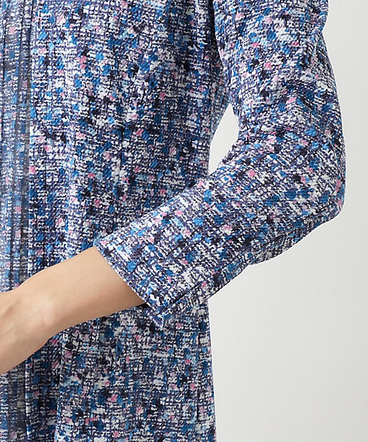 洗える異素材切替ミックスカラーワンピース【Leilian