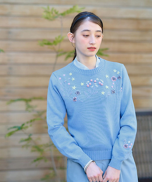 洗える 花刺繍ニット | CARA O CRUZ (Women)/キャラ・オ・クルス