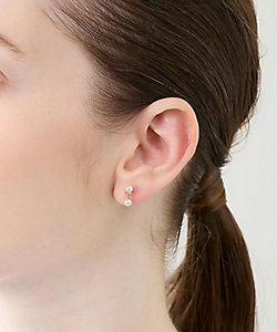 ショートバー ダイヤモンド ピアス ／ パール キャッチ ※シングル（右