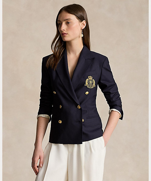 ダブルブレステッド クレスト ブレザー