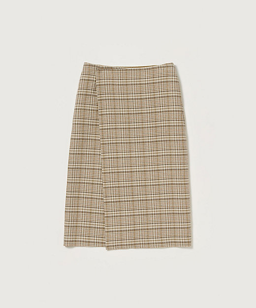 SILK LINEN NEP CHECK WRAP SKIRT