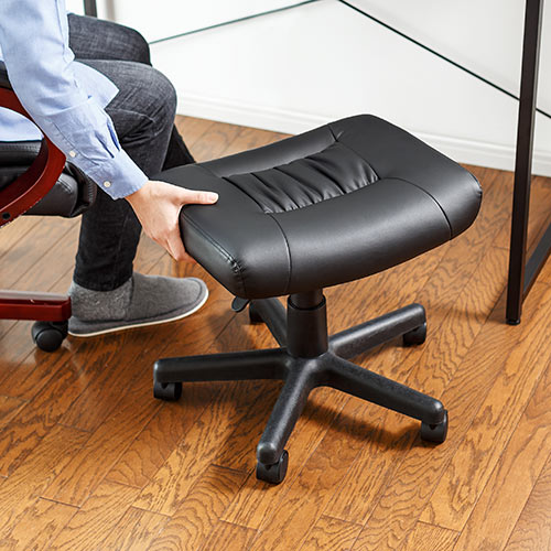 オットマン ストッパー付きキャスター仕様 PUレザー ブラック 100