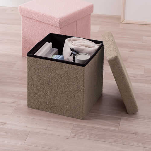 もこもこ 折りたたみ収納スツール ボア生地 幅38cm 耐荷重100kg