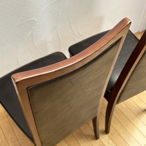 used リメイク マルニ木工 ダイニングチェア2脚セット 合皮レザーこげ