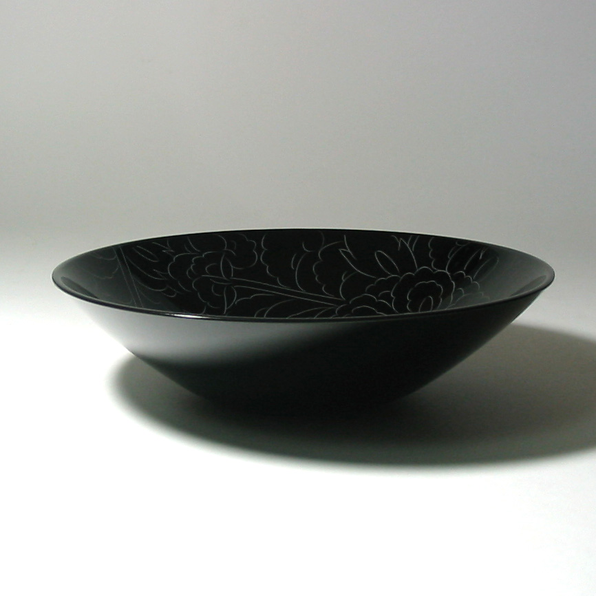 ボウル 牡丹彫 小 【まとめ買い割引】 漆塗り 中鉢 12-08006 漆器の井助