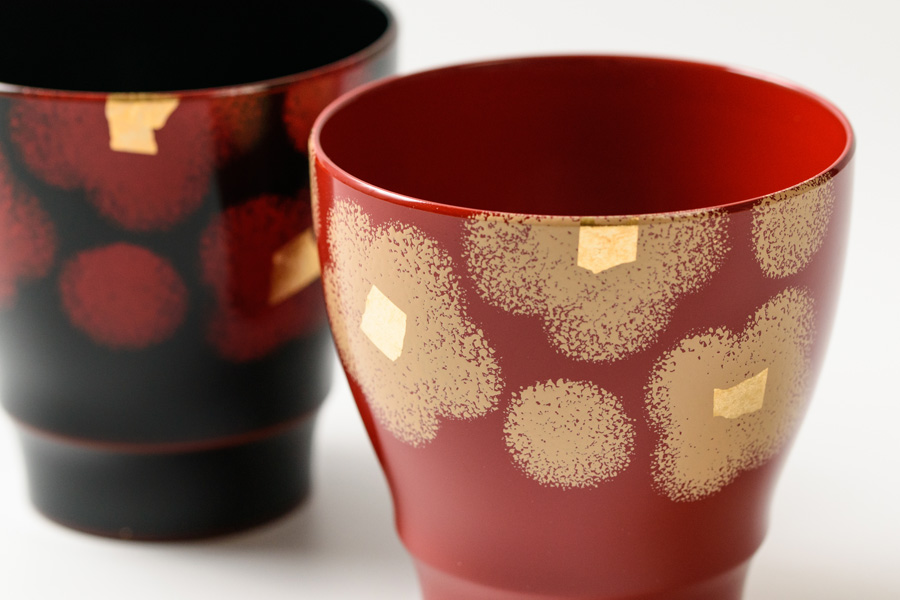 ペアカップ 紅白華 漆塗り G12-05201 漆器の井助