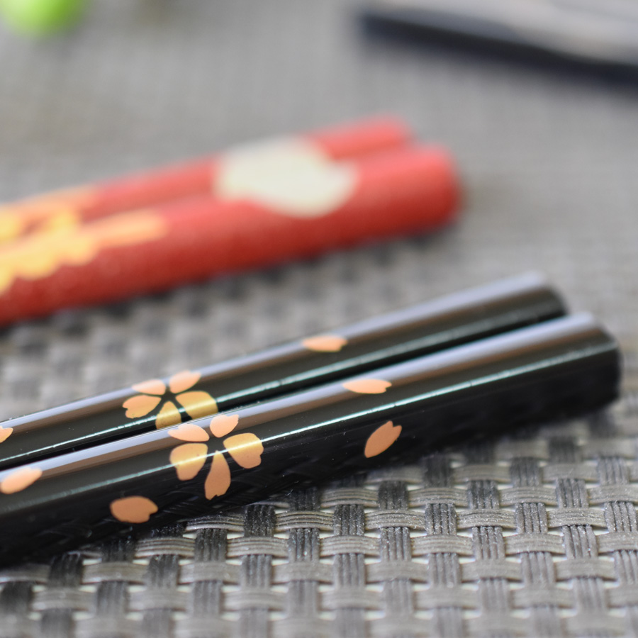 夫婦箸 桜蒔絵 桐箱入 【まとめ買い割引】 木製 漆塗り 漆器の井助