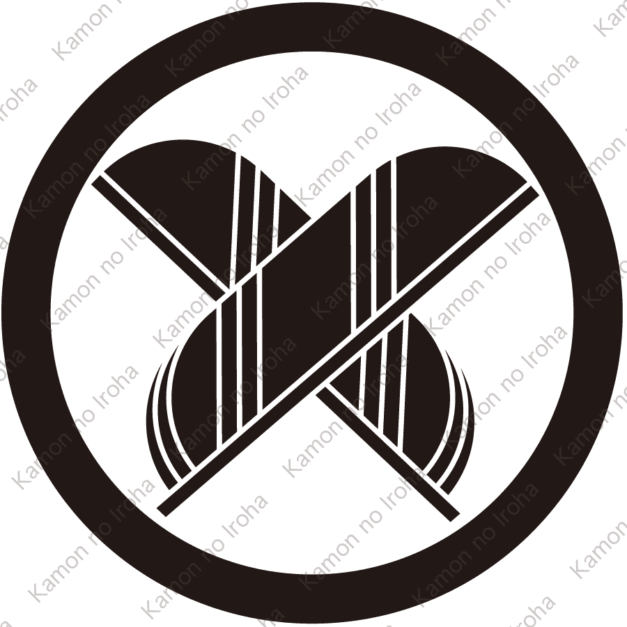 丸に割り違い鷹の羽紋（まるにわりりがいたかのは）：家紋のいろは