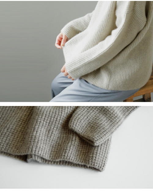 evam eva エヴァムエヴァ カシミヤ 畦編み ニット プルオーバー