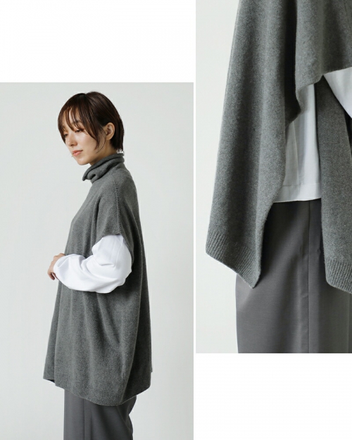 evam eva vie エヴァムエヴァヴィー ウール セーブル ニット ポンチョ