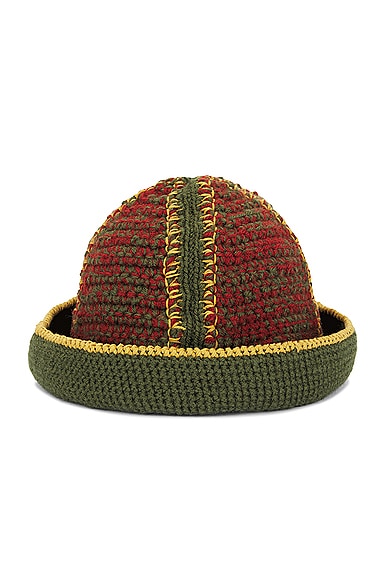 Nicholas Daley Hand Crochet Bucket Hat in Sienna, Mustard, & Olive
