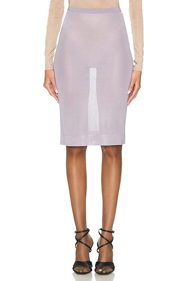 Saint Laurent Sheer Midi Skirt in Lilas Cendre | FWRD