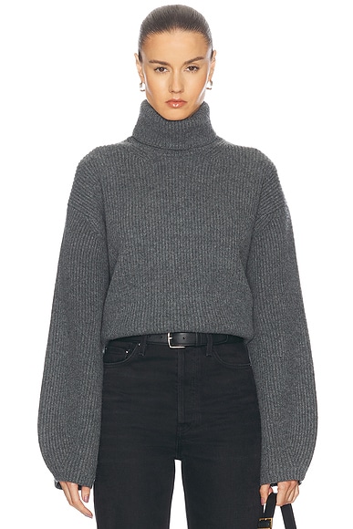 Toteme Ribbed Turtleneck Sweater in Grey Melange | FWRD