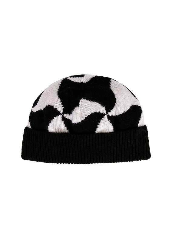 Bottega Veneta Wavy Triangle Wool Beanie in Black & White | FWRD