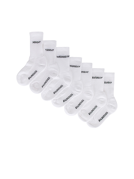 Balenciaga 7 Days of The Week Socks Set in White & Black | FWRD