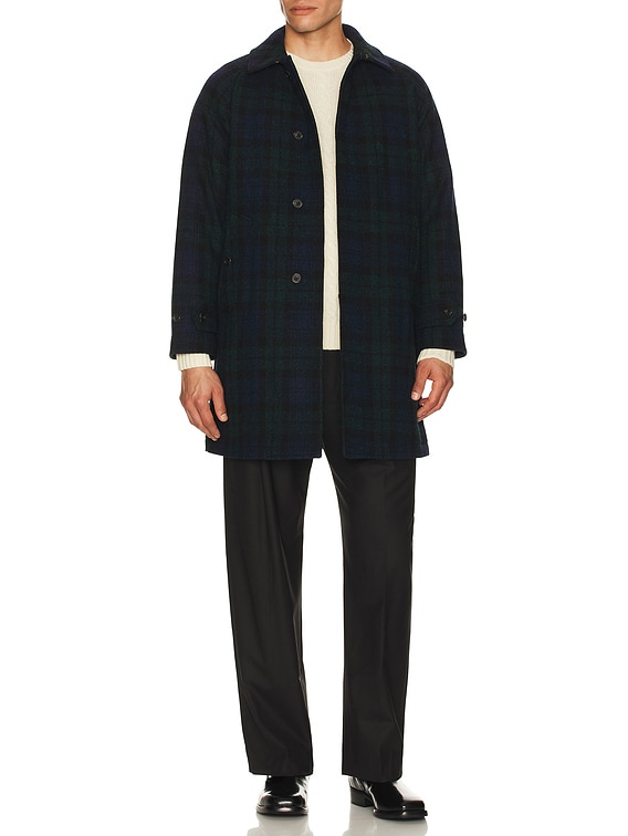 Beams Plus Bal Collar Coat Harris Tweed in Black Watch | FWRD
