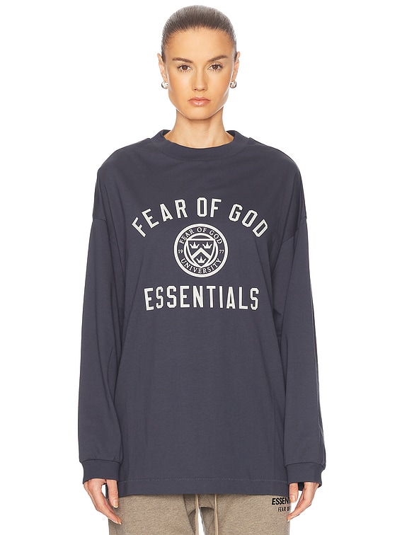 Fear of God ESSENTIALS Jersey Long Sleeve Tee in Marine | FWRD