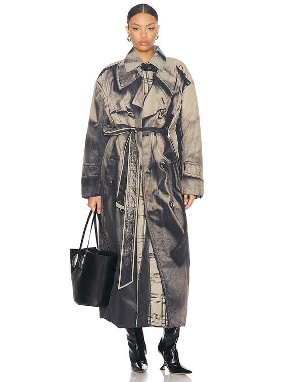 Jean Paul Gaultier Nylon Padded Trench in Beige & Black | FWRD