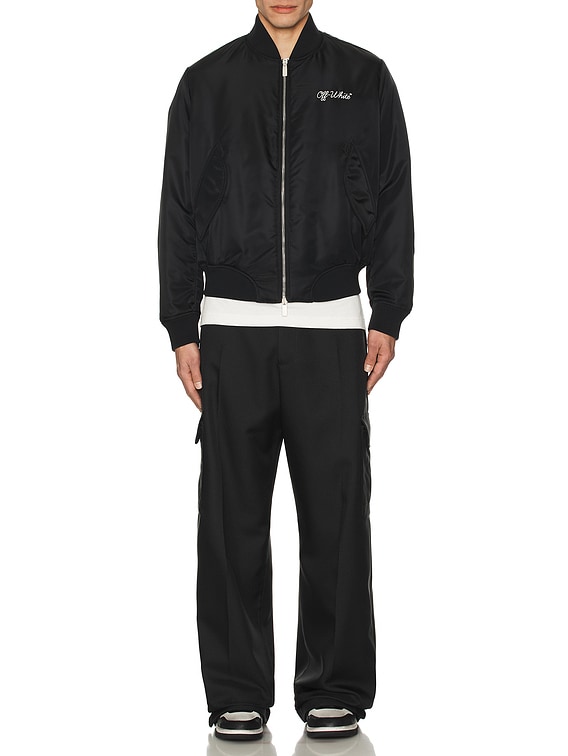 OFF-WHITE Script Bomber Jacket in Black & White | FWRD