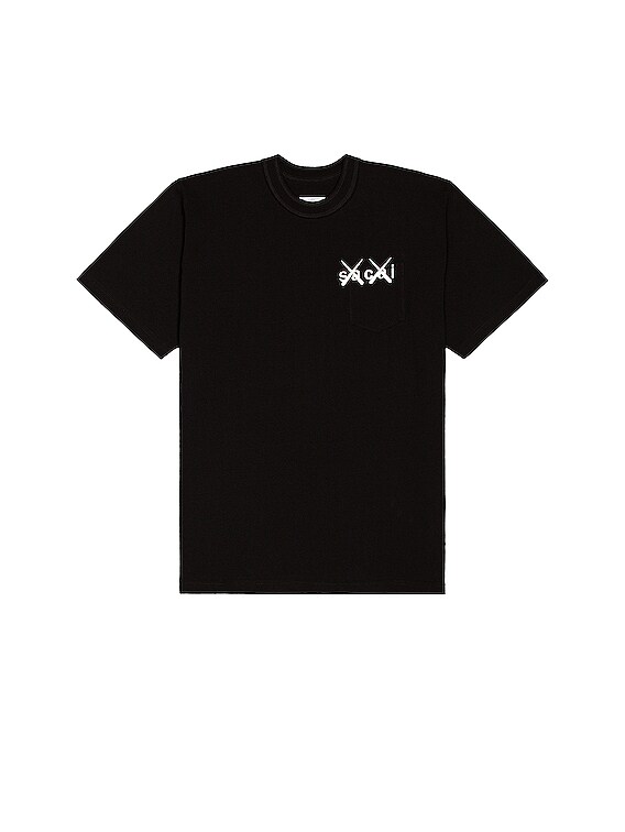 Sacai KAWS Embroidery T-Shirt in Black & White | FWRD
