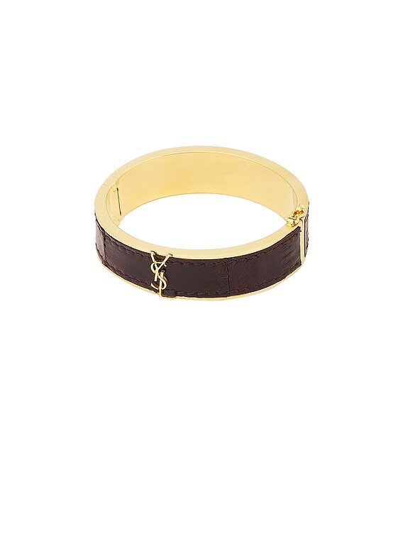 Saint Laurent Lizard Bangle in Scotch Brown & Dark Scotch Brown | FWRD