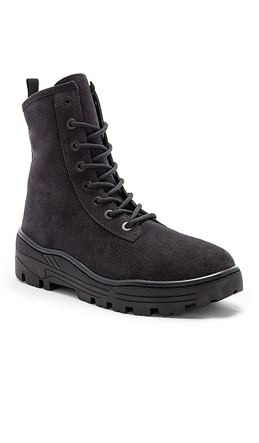 YEEZY Season 6 Suede Combat Boots in Graphite | REVOLVE