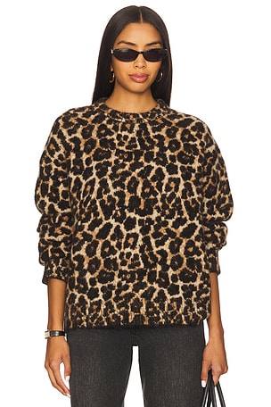 ANINE BING Avi Tee in Black & Brown Leopard | REVOLVE