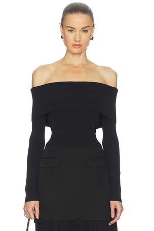 Black Off The Shoulder Knit Sweater | REVOLVE