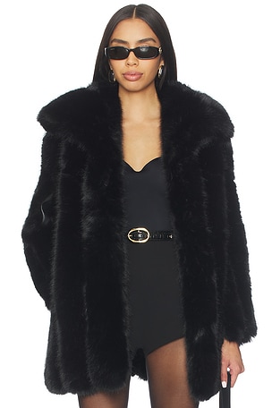 OW Collection Kyoto Faux Fur Bomber Jacket in Black | REVOLVE