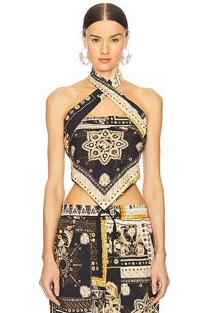 Isabel Marant Etoile Feyza Top in Black & Ochre | REVOLVE