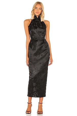 SAU LEE Jill Chinese Jacquard Pencil Dress in Black | REVOLVE