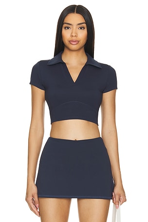 Alexander Wang Cheerleader Polo Top in Black | REVOLVE