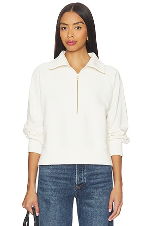 Varley Hawley Half Zip Sweatshirt in Mushroom | REVOLVE