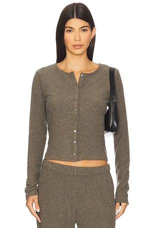 GUIZIO Mohair Ribbed Cardigan in Forest Green | REVOLVE