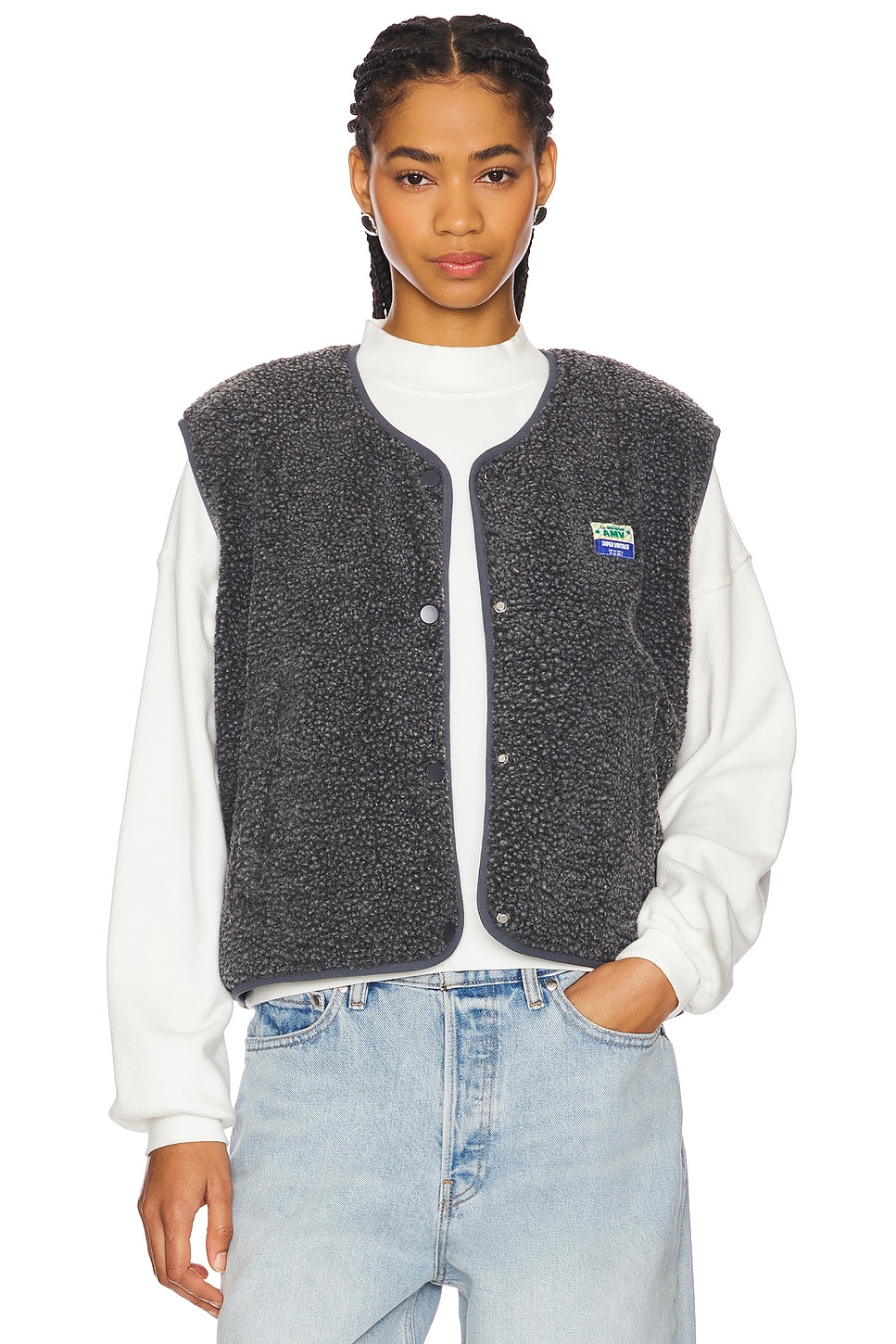 American Vintage Hoktown Sherpa Vest in Anthracite Chine | REVOLVE