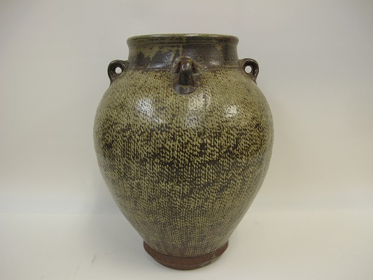 地釉象嵌縄文壷 〔人間国宝〕重要無形文化財 島岡達三作 】美術品の