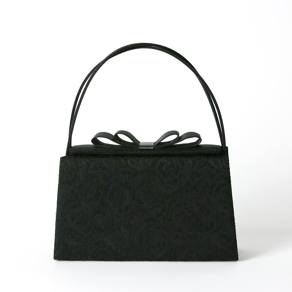 YUMI KATSURA] Double ribbon jacquard black bag